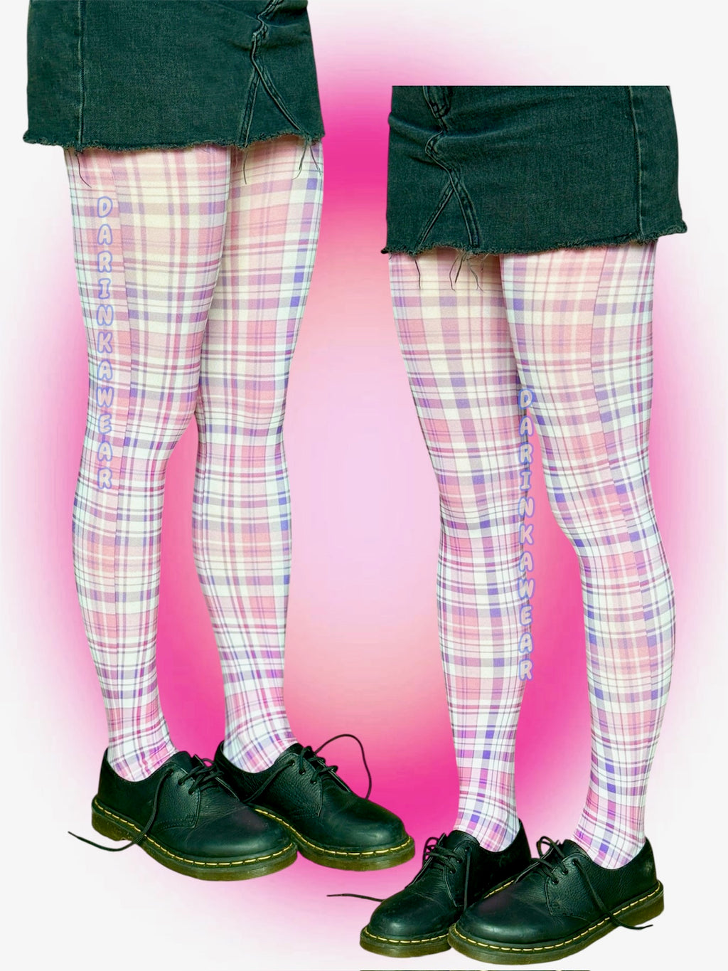 Pink Plaid Tights, Coquette Aesthetic Pantyhose