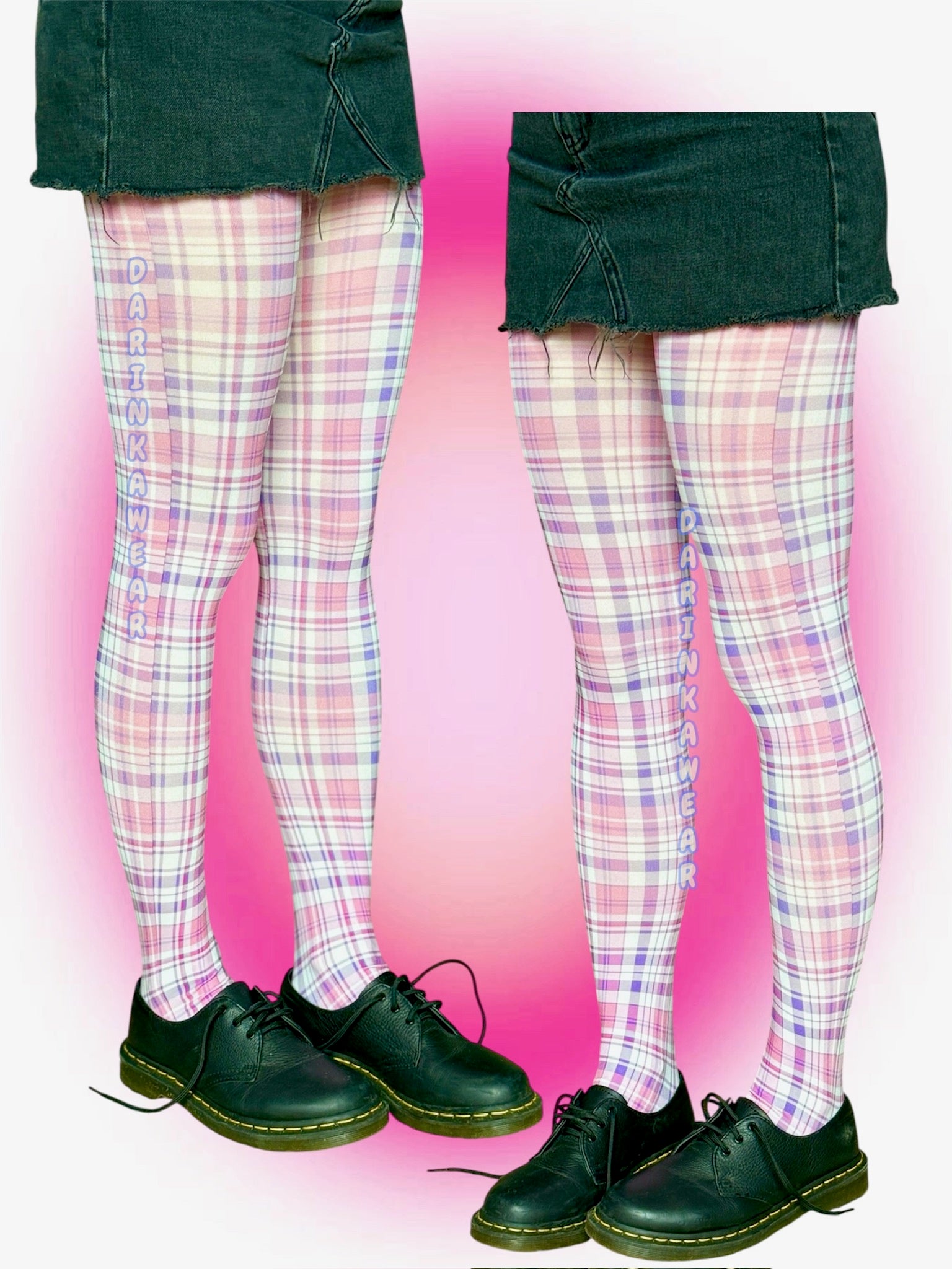 Pink Plaid Tights, Coquette Aesthetic Pantyhose