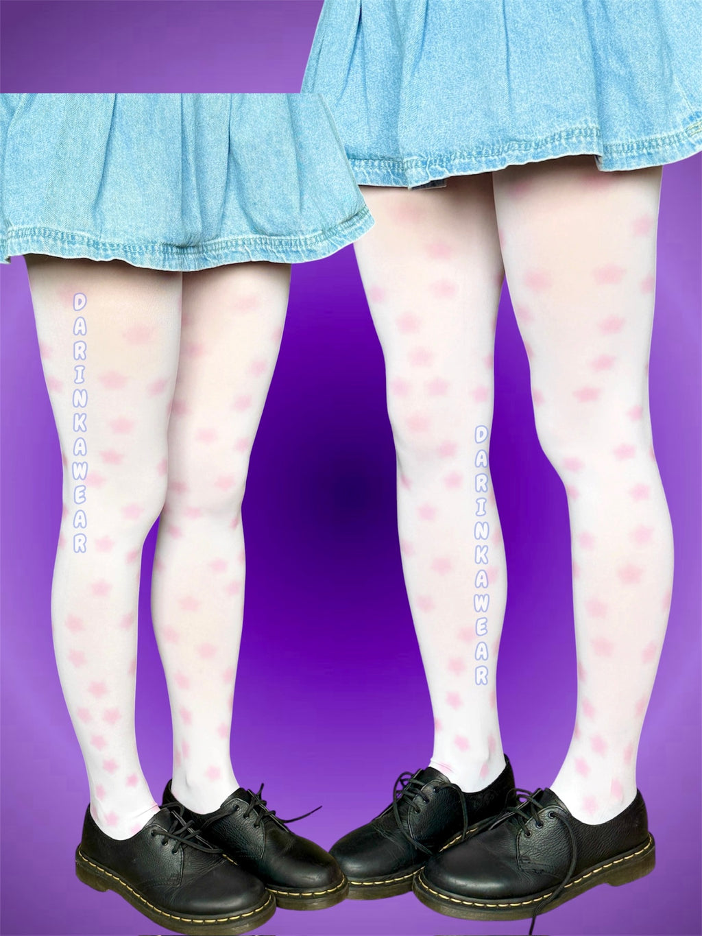 Blush Star Tights, Pink Star Print Pantyhose, Coquette Y2K Aesthetic Tights