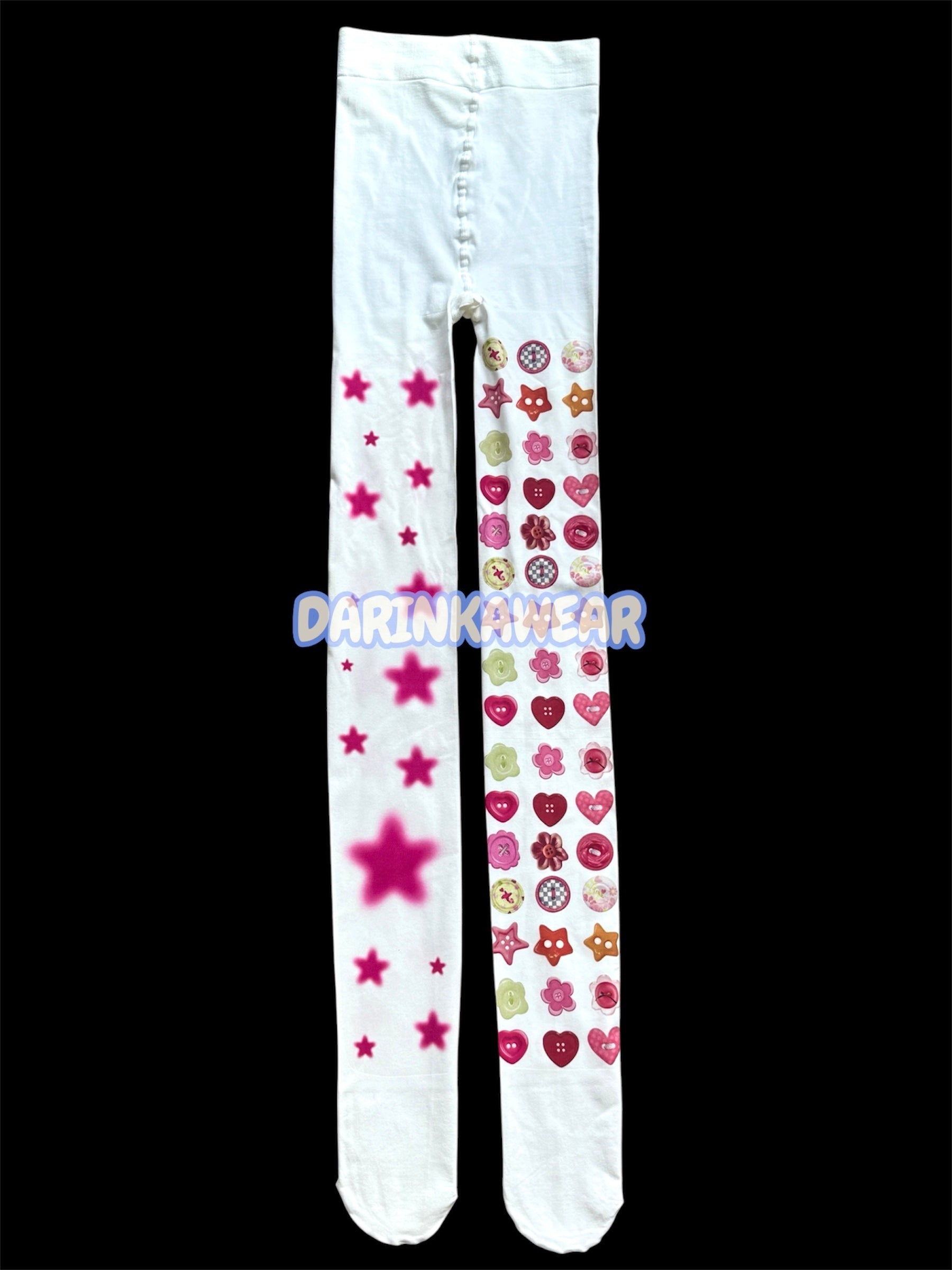 Pink Coquette Tights, Mismatched Tights, Kawaii Star Tights, Harajuku Legwear