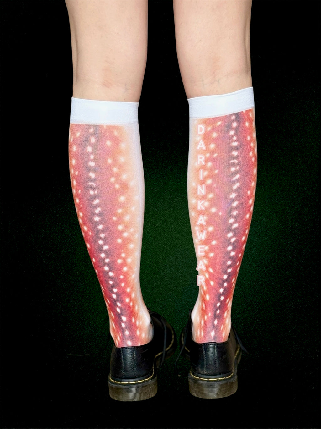Deer Print Knee High Socks, Sheer 40 Den Tights Socks, Fawn Skin Pattern Socks, Y2K Aesthetic Hosiery