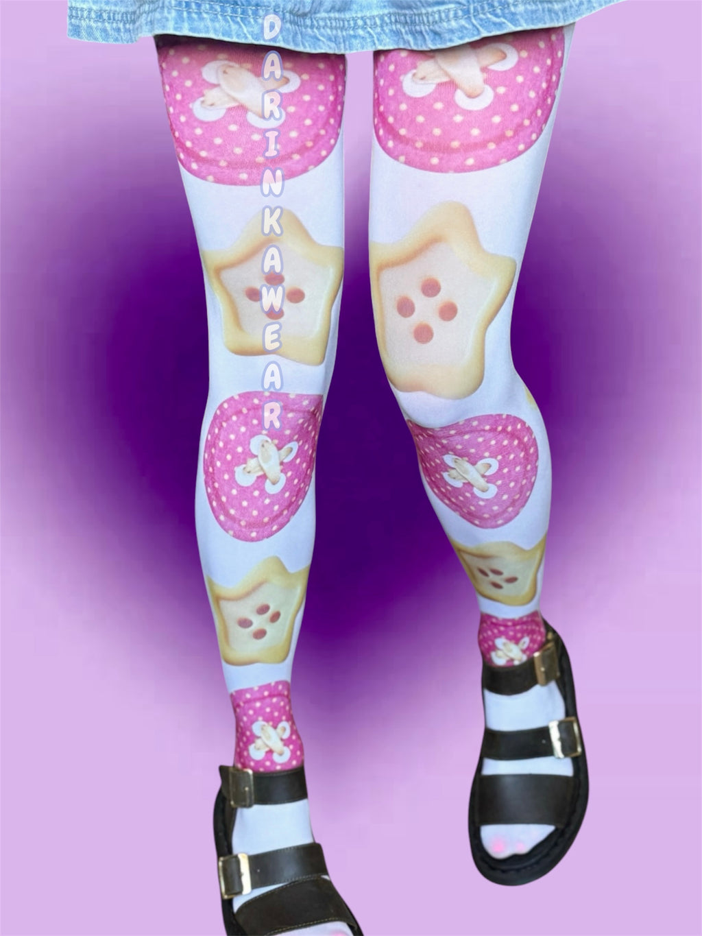 Button Tights, Kawaii Coquette Tights, Pink Button Pantyhose, Cute Aesthetic Tights