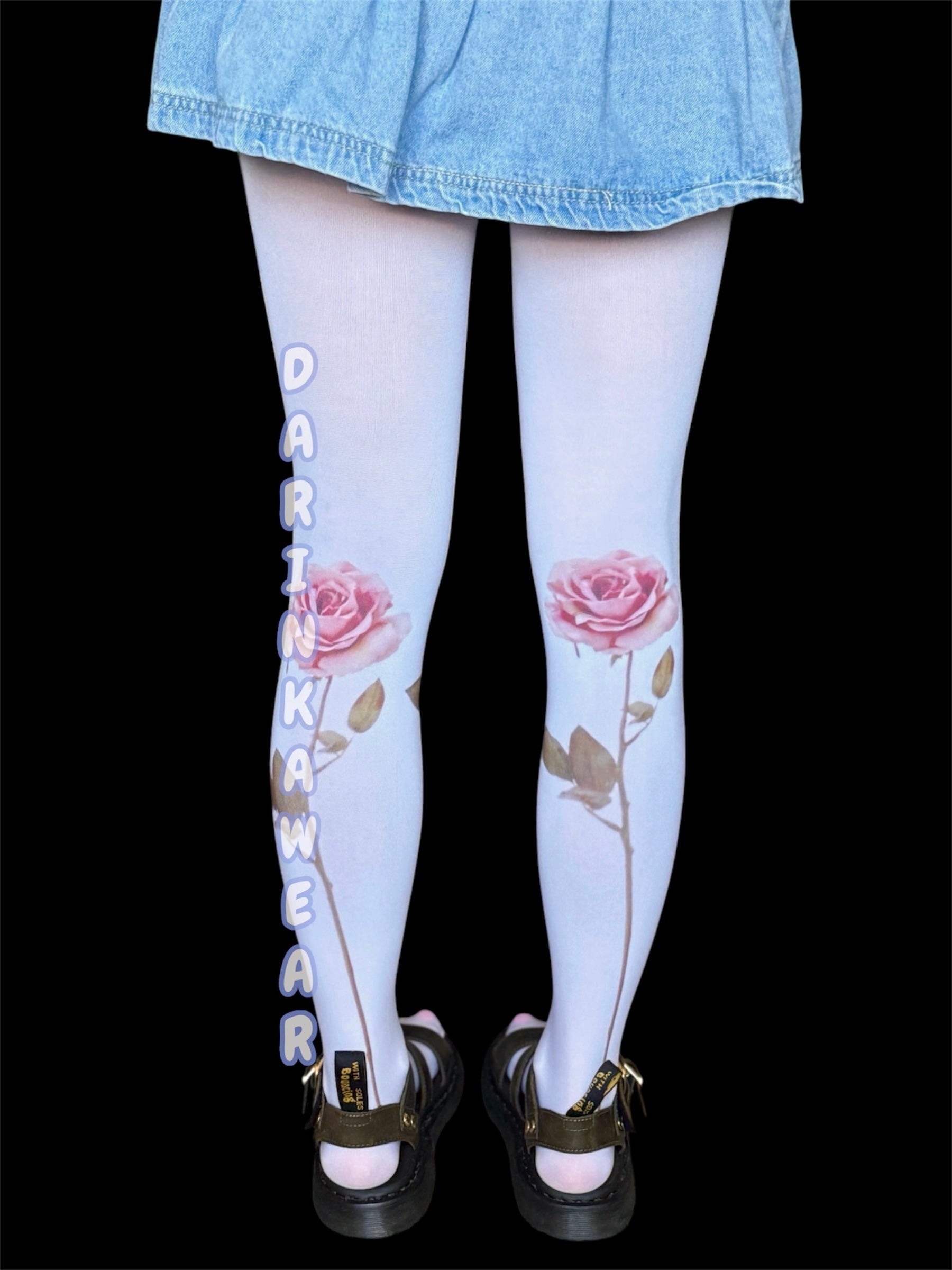 Pink Rose Tights, Coquette Floral Pantyhose, Romantic Rose Tights