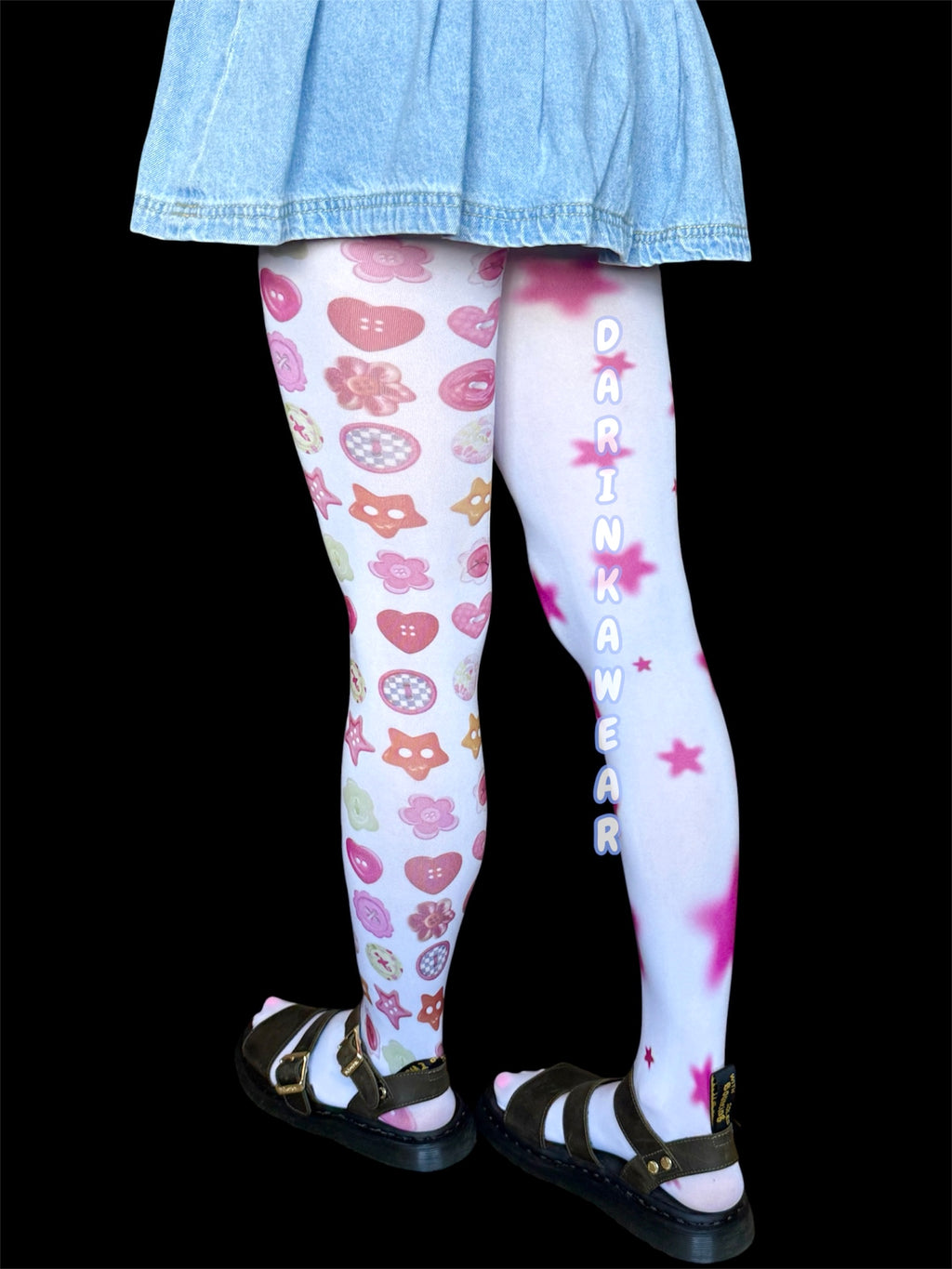 Pink Coquette Tights, Mismatched Tights, Kawaii Star Tights, Harajuku Legwear