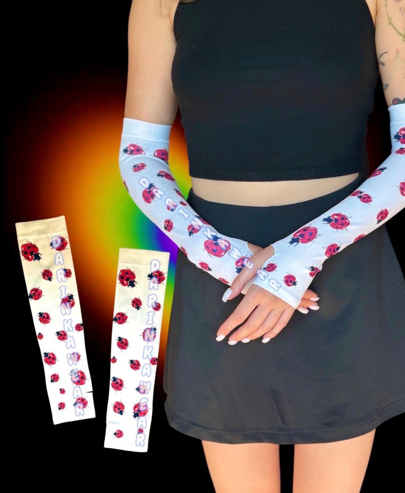 Ladybug Arm Sleeves | Cute Y2K Arm Warmers | Printed Sleeves | Holiday Gift for Her