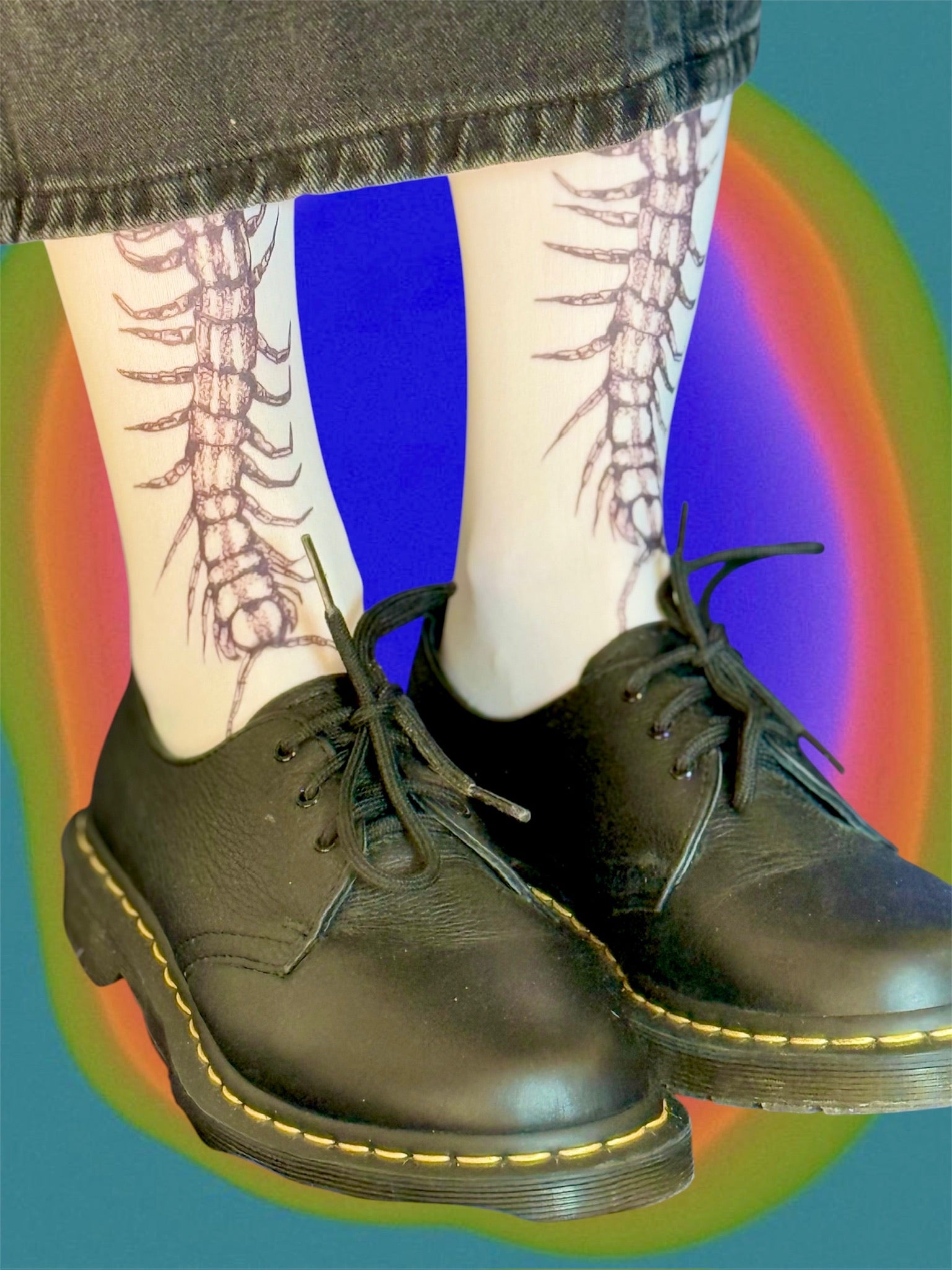 Creepy Centipede Socks – Weirdcore Bug Print Knee Highs, Alt Goth Aesthetic