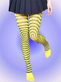 Yellow Spiral Tights, Trippy Swirl Tights, Rave Aesthetic Tights, Y2K Alt Tights