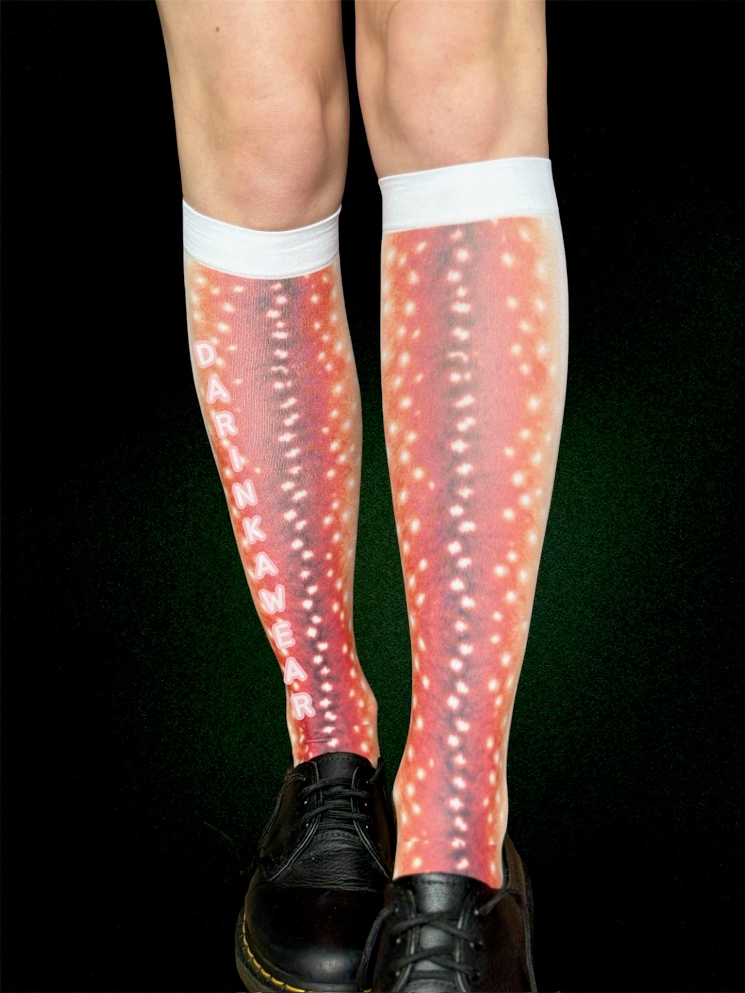 Deer Print Knee High Socks, Sheer 40 Den Tights Socks, Fawn Skin Pattern Socks, Y2K Aesthetic Hosiery