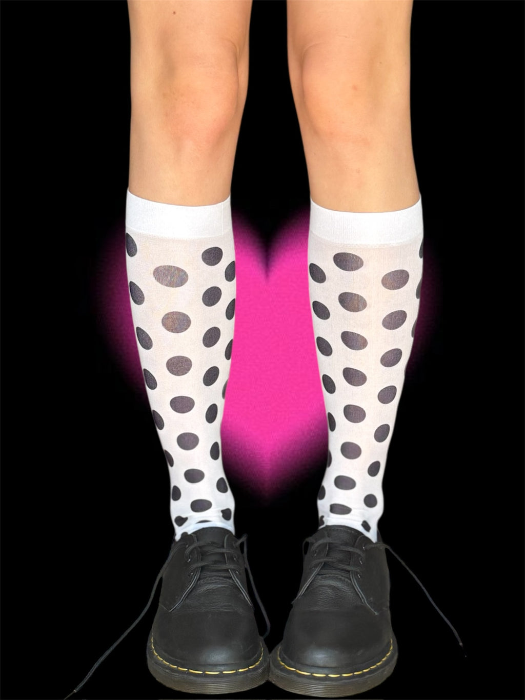 Y2K Polka Dot Socks | Alt Goth Knee High Stockings | Aesthetic Black & White Kawaii Hosiery | Vintage Inspired Cute Gift for Women