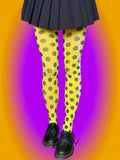 Yellow Polka Dot Tights, Y2K Aesthetic Tights, Cute Pattern Tights