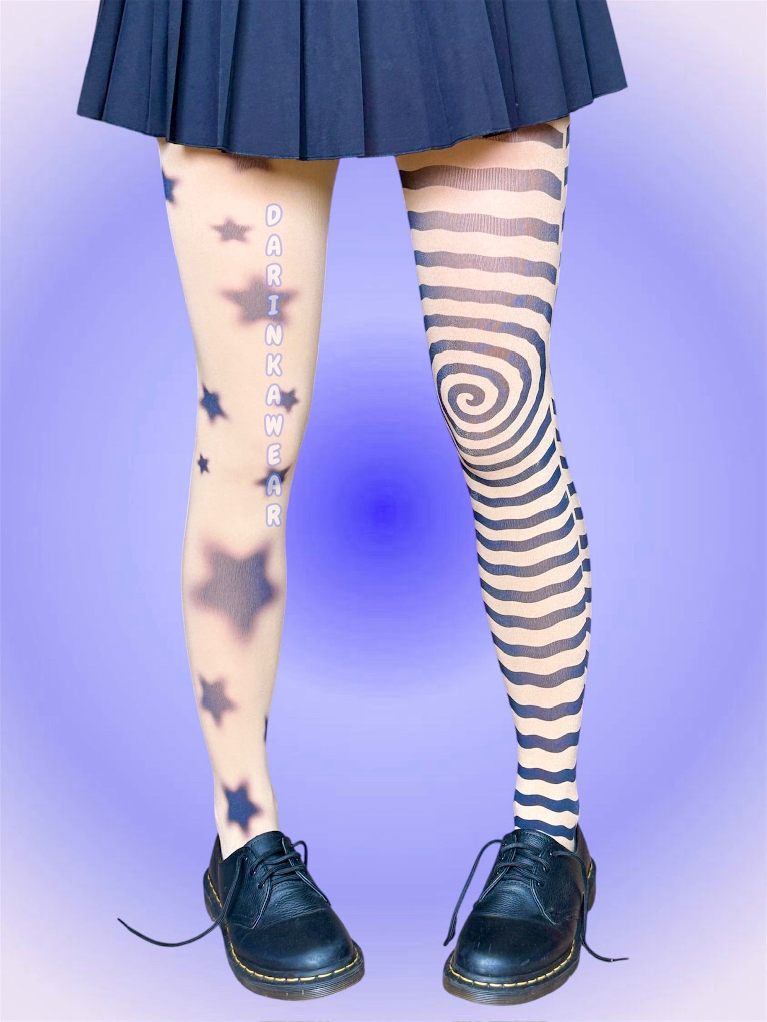 Asymmetrical Star Tights, Spiral Tights Aesthetic, Y2K Alt Tights