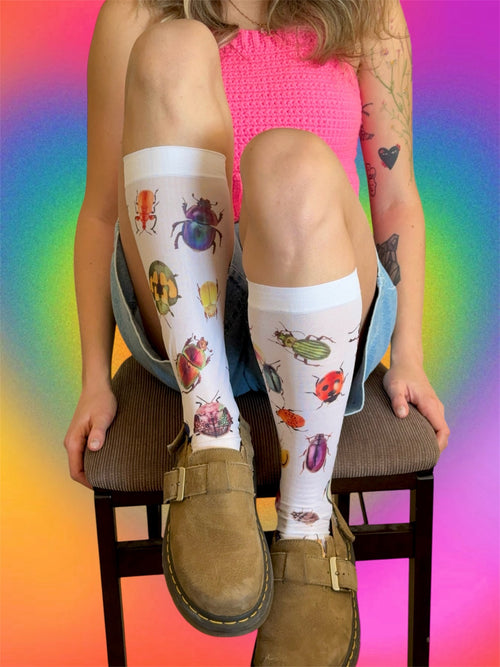 Bugcore Knee Socks – Vintage Insect Print