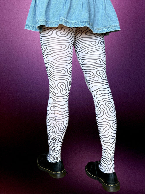Abstract Line Tights, Minimalist Pattern Tights, Y2K Aesthetic Tights