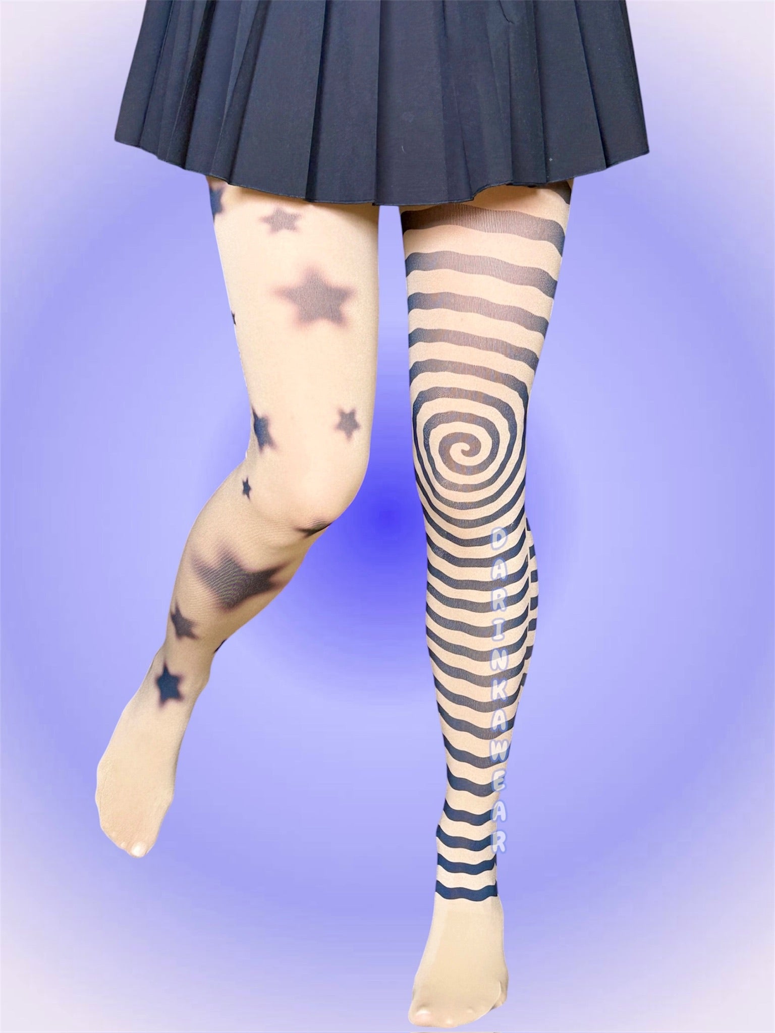 Asymmetrical Star Tights, Spiral Tights Aesthetic, Y2K Alt Tights