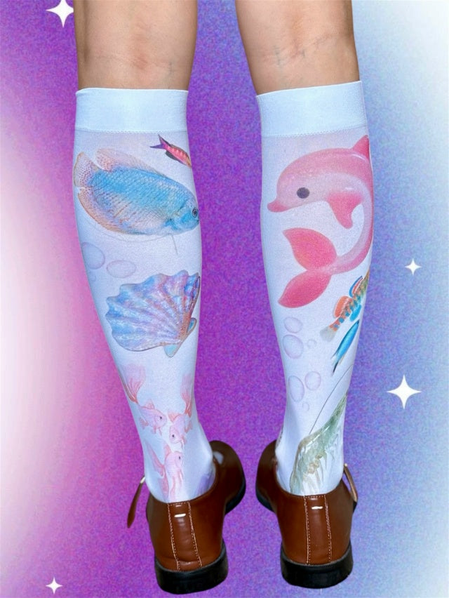Ocean Dream Art Socks – Fantasy Fairycore Knee-High Socks