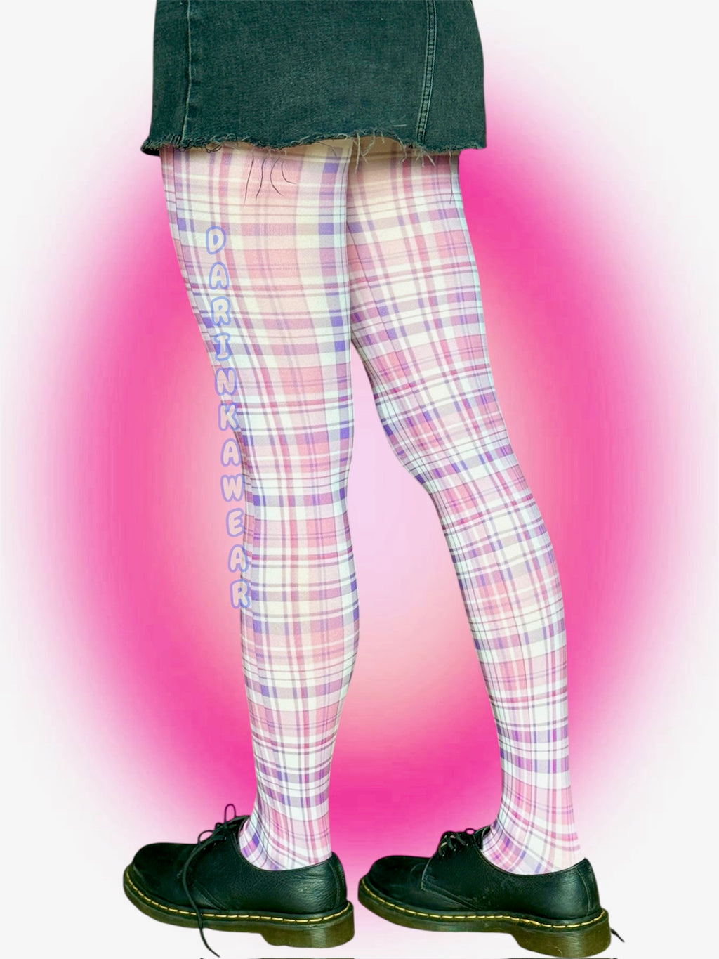 Pink Plaid Tights, Coquette Aesthetic Pantyhose