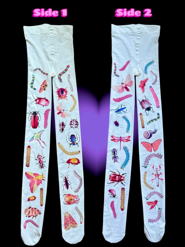 Insect Art Tights – Surreal Naturecore Y2K Statement Pantyhose