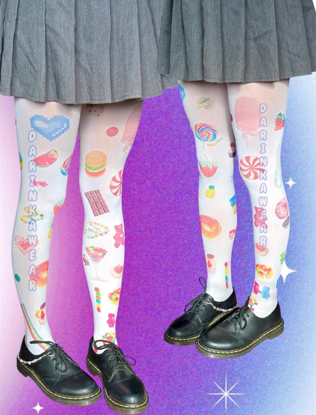 Harajuku Kawaii Y2K Tights • Candy Sweet Pastel Pantyhose • Cute Aesthetic Colorful Tights