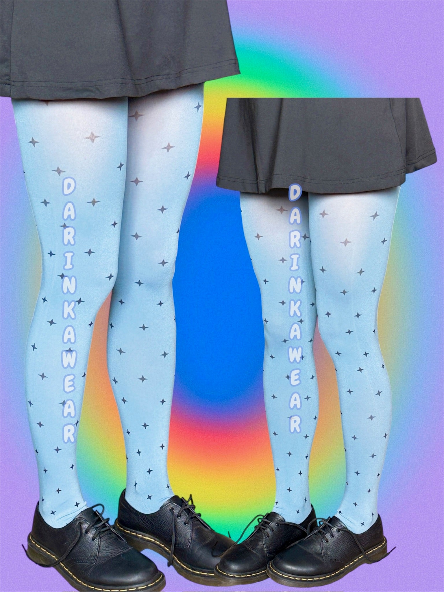 Blue Star Tights, Star Print Pantyhose, Y2K Aesthetic Tights, Cute Minimal Hosiery