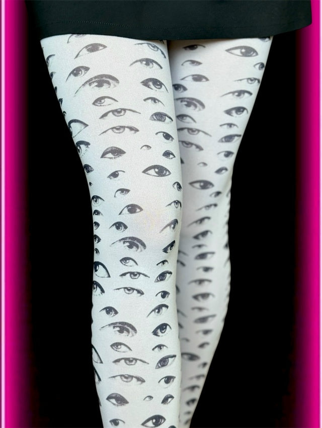 All-Seeing Eyes Tights – Dark Y2K Surreal Statement Pantyhose
