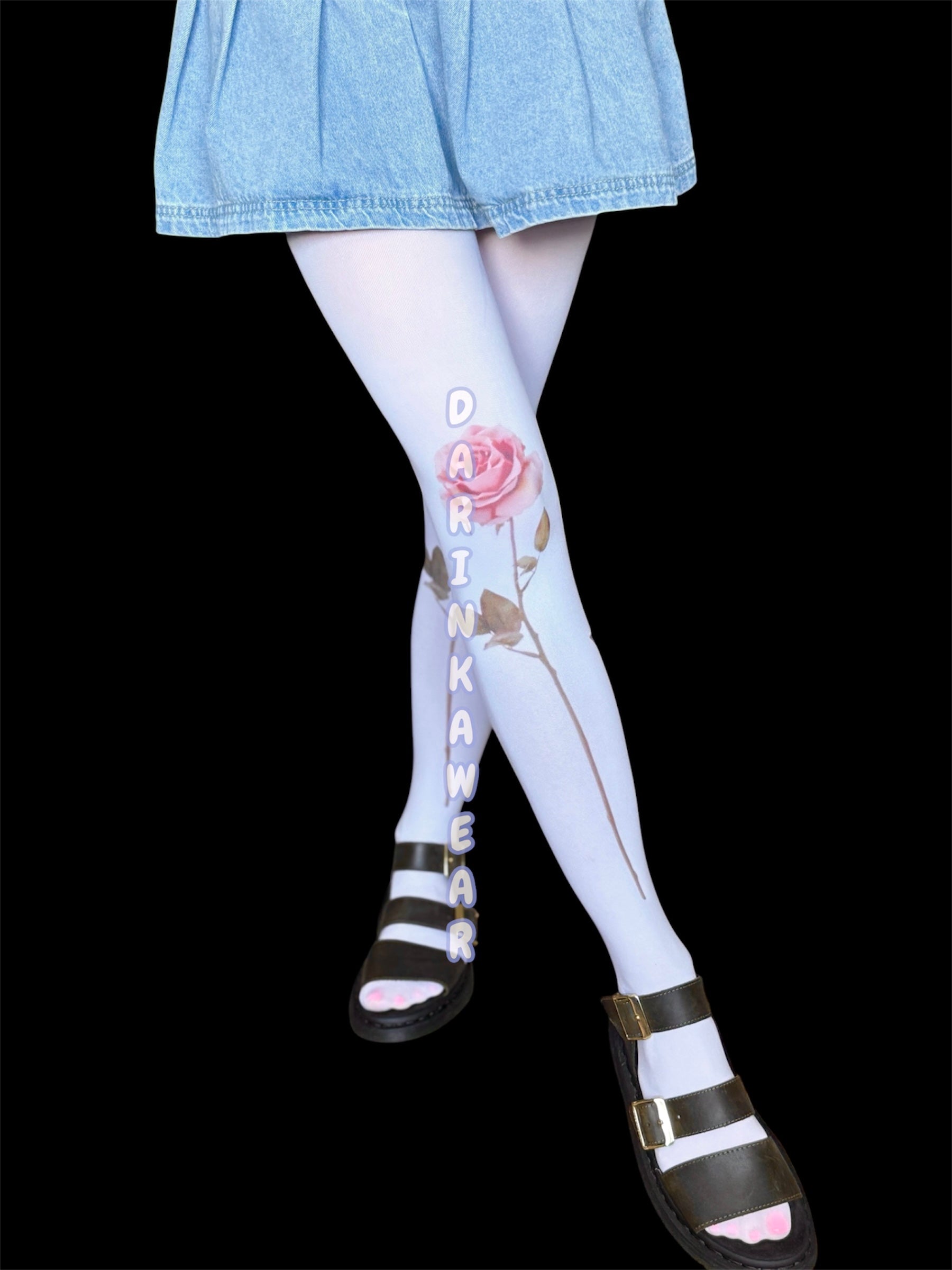 Pink Rose Tights, Coquette Floral Pantyhose, Romantic Rose Tights