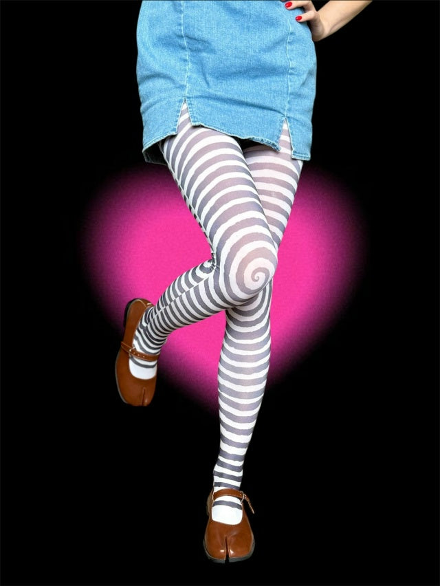 Spiral Striped Tights – Minimal Y2K Optical Illusion Pantyhose