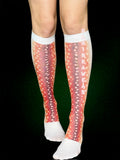 Deer Print Knee High Socks, Sheer 40 Den Tights Socks, Fawn Skin Pattern Socks, Y2K Aesthetic Hosiery