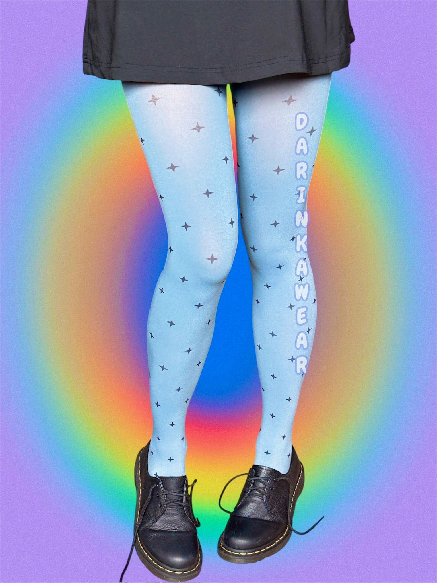 Blue Star Tights, Star Print Pantyhose, Y2K Aesthetic Tights, Cute Minimal Hosiery