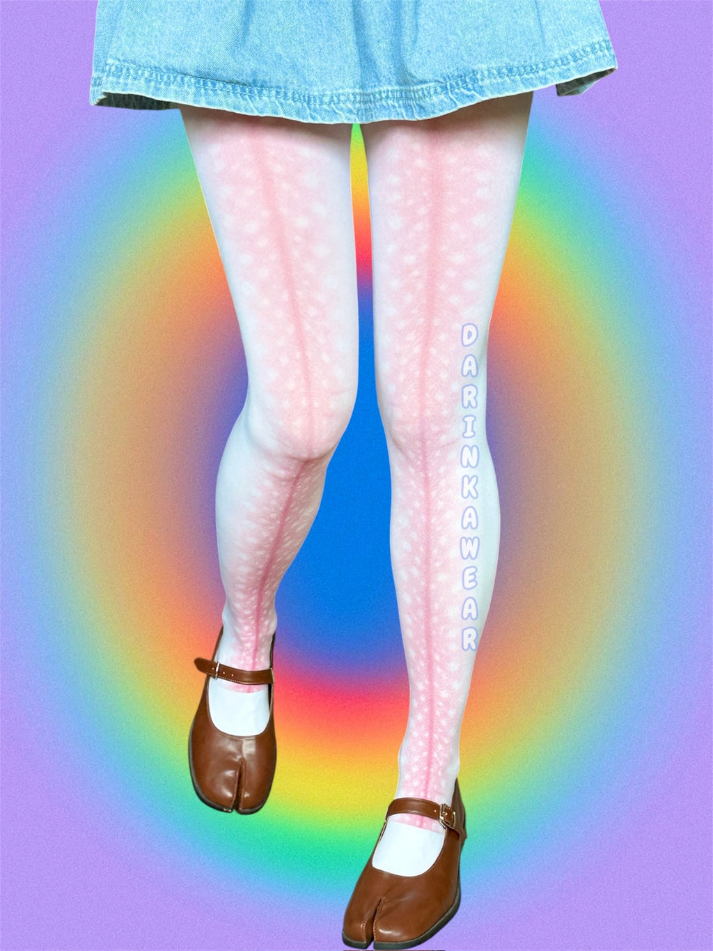 Deer Print Tights Aesthetic, Fawn Pattern Tights, Soft Pink Tights