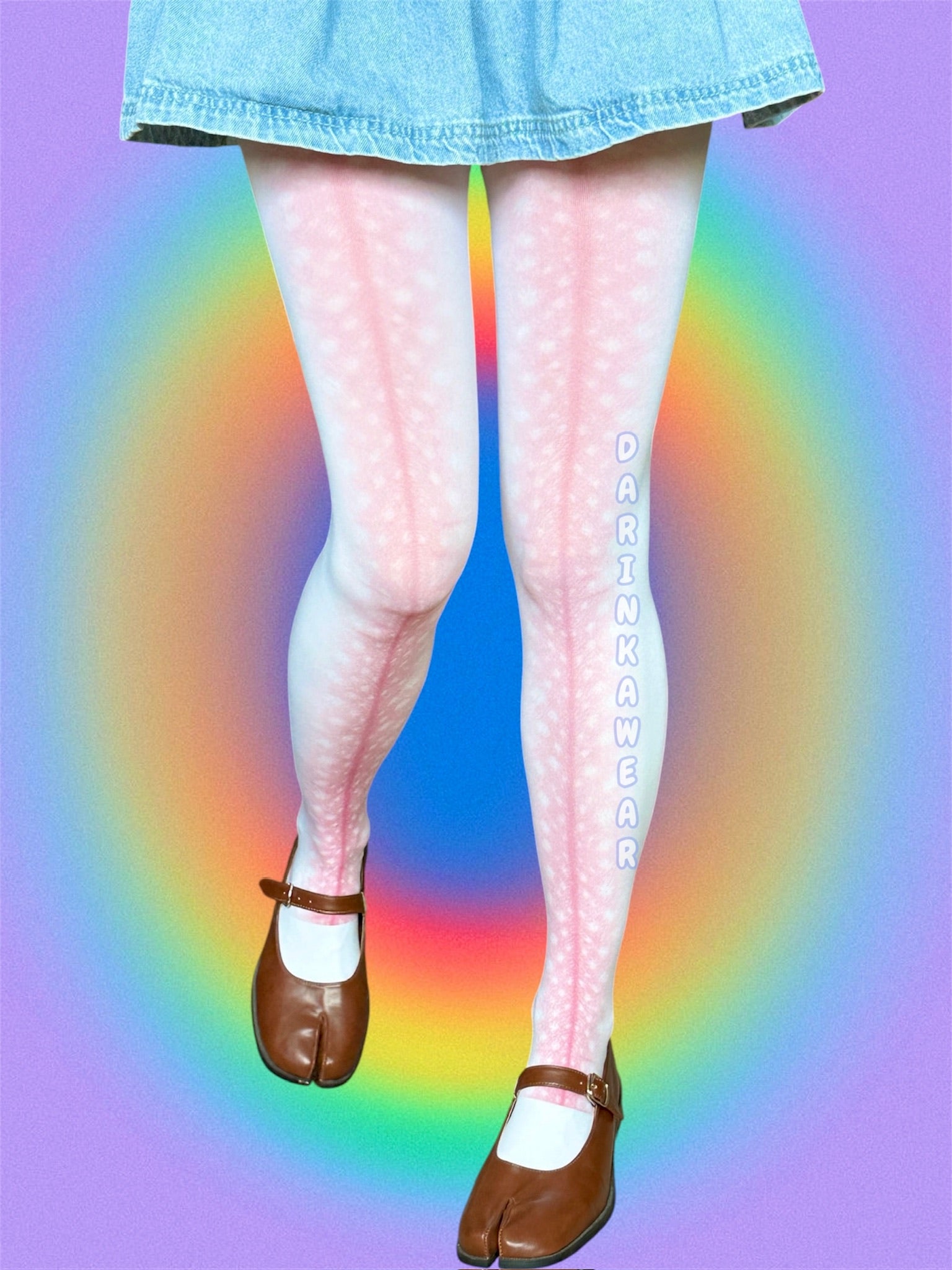 Deer Print Tights Aesthetic, Fawn Pattern Tights, Soft Pink Tights