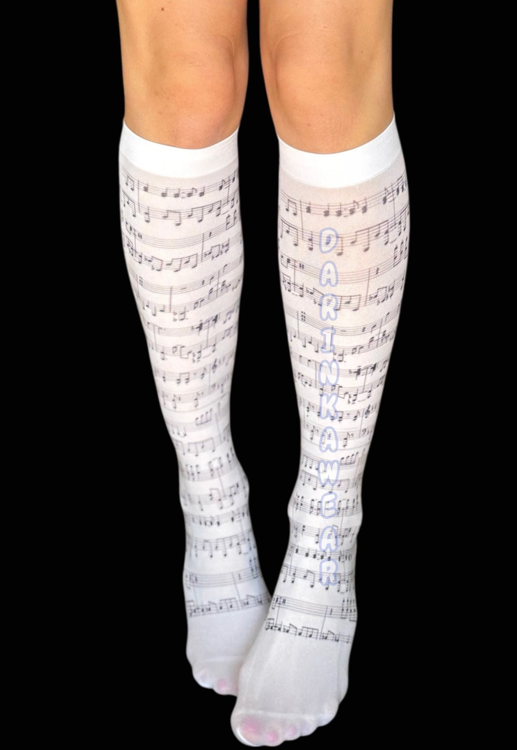 Music Notes Thigh High Socks – Aesthetic Y2K Alt Gothic Stockings