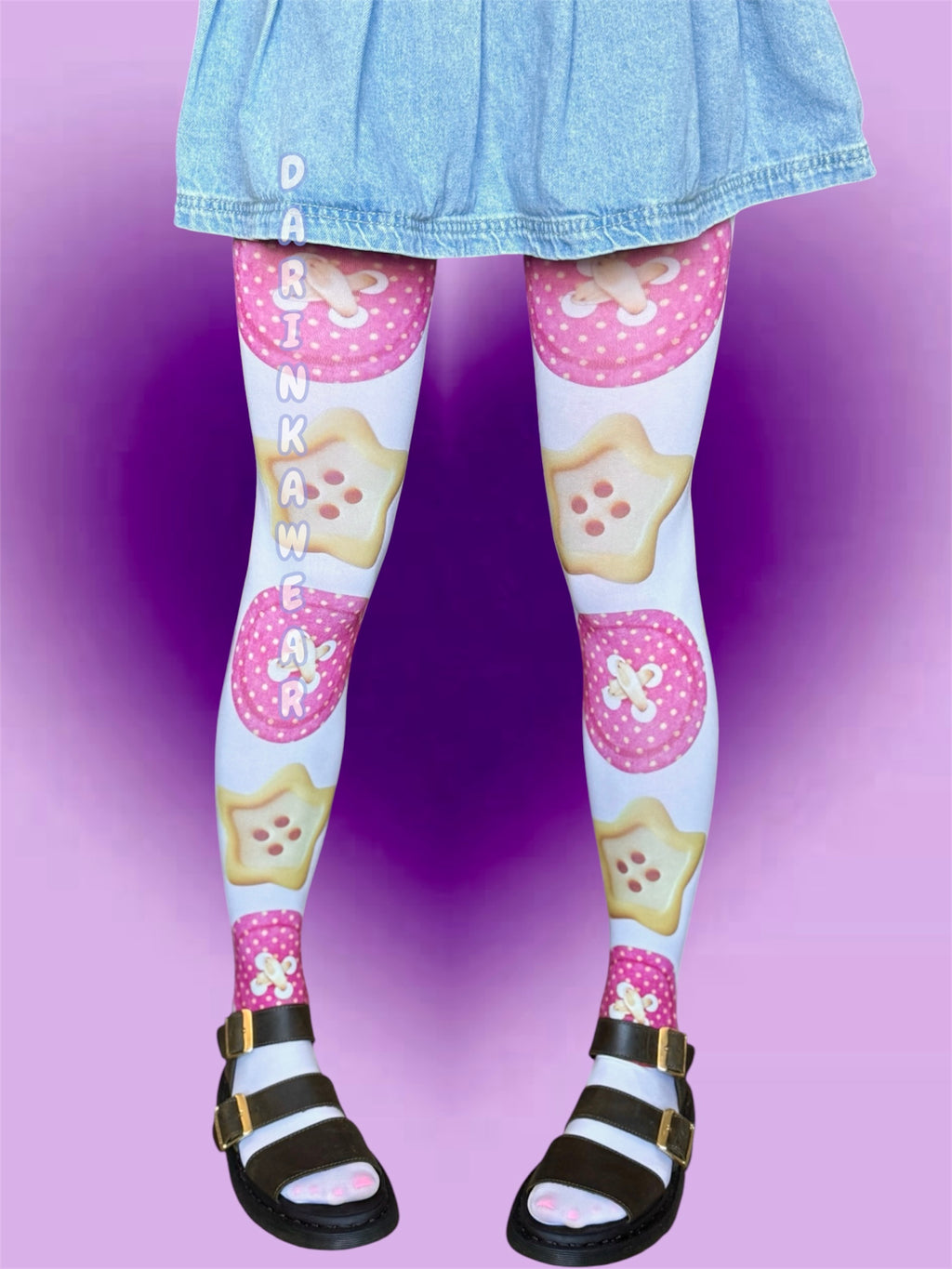 Button Tights, Kawaii Coquette Tights, Pink Button Pantyhose, Cute Aesthetic Tights