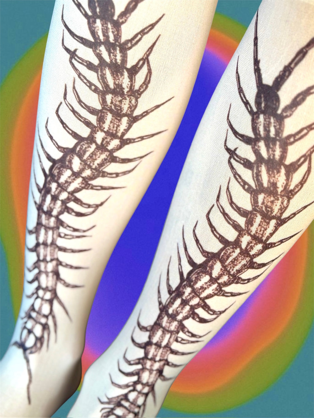 Creepy Centipede Socks – Weirdcore Bug Print Knee Highs, Alt Goth Aesthetic
