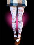 Fawn Angel Tights, Vintage Deer Print Pantyhose, Y2K Kawaii Stockings