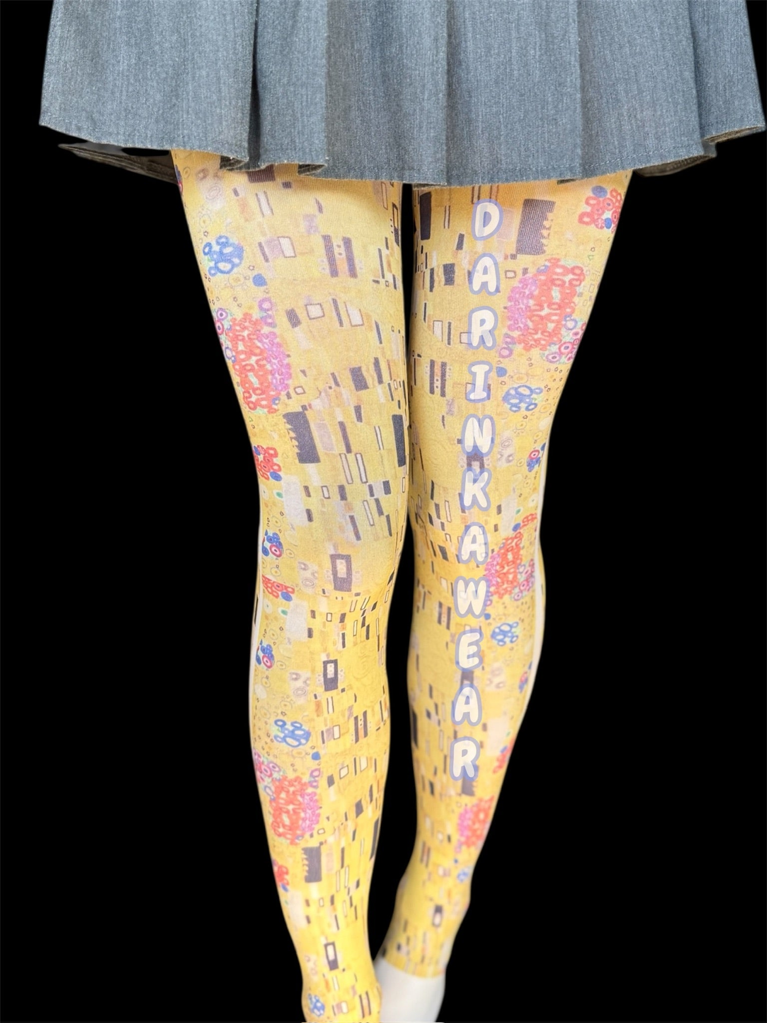 Klimt Tights Women – Gustav Klimt Art Print Pantyhose | The Kiss Inspired Stockings | Y2K Aesthetic Patterned Tights | Unique Gift