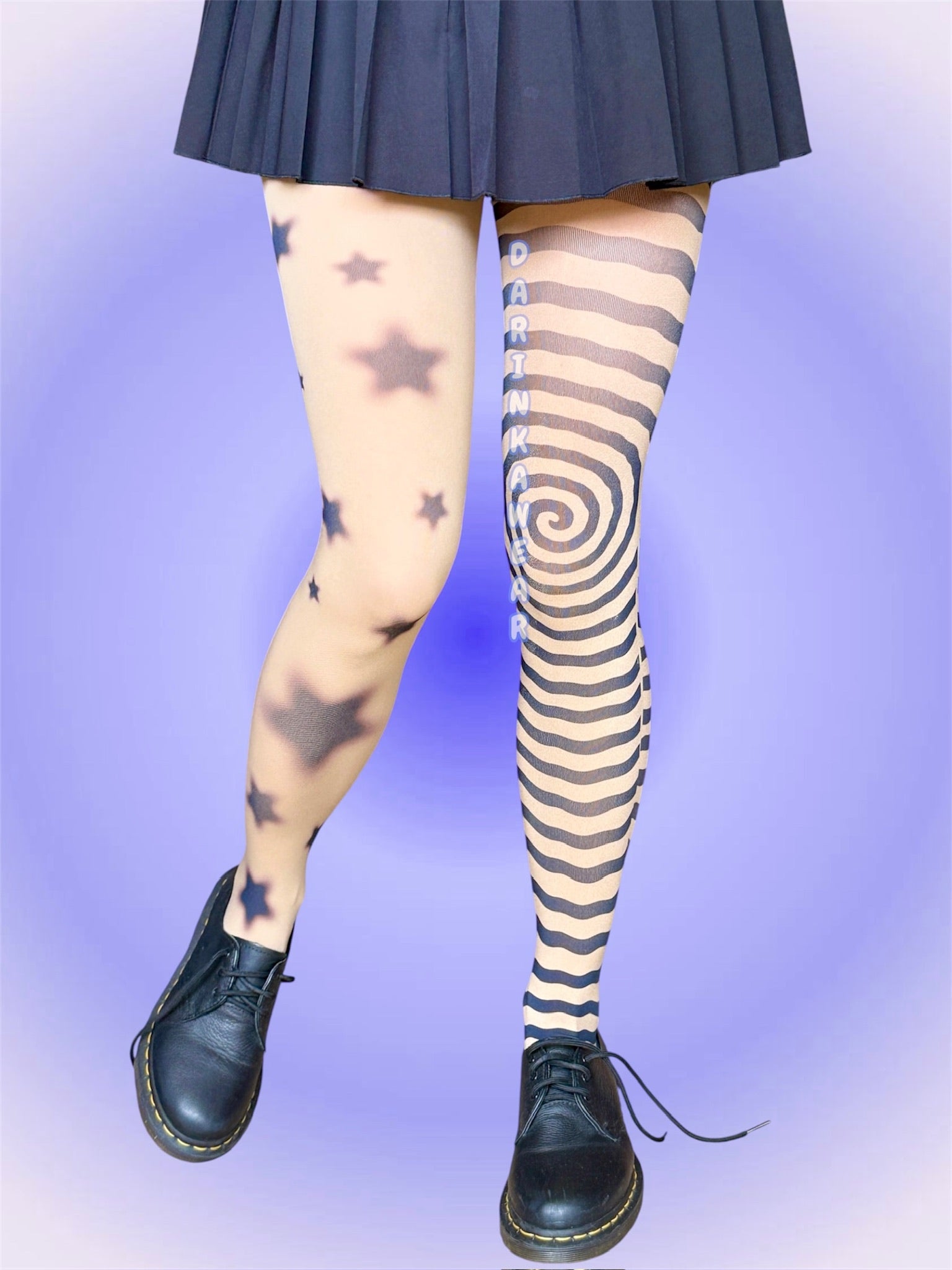 Asymmetrical Star Tights, Spiral Tights Aesthetic, Y2K Alt Tights