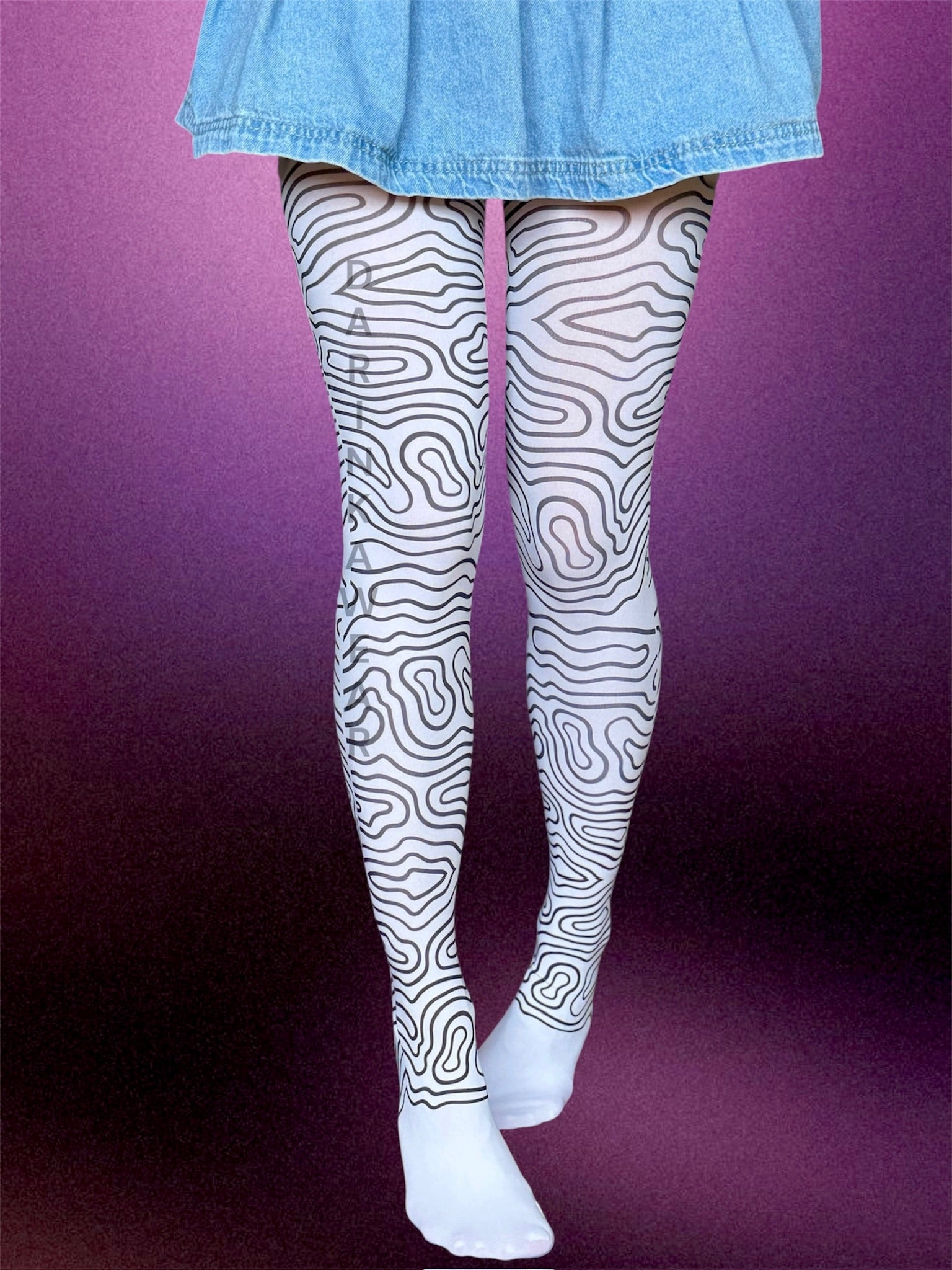 Abstract Line Tights, Minimalist Pattern Tights, Y2K Aesthetic Tights