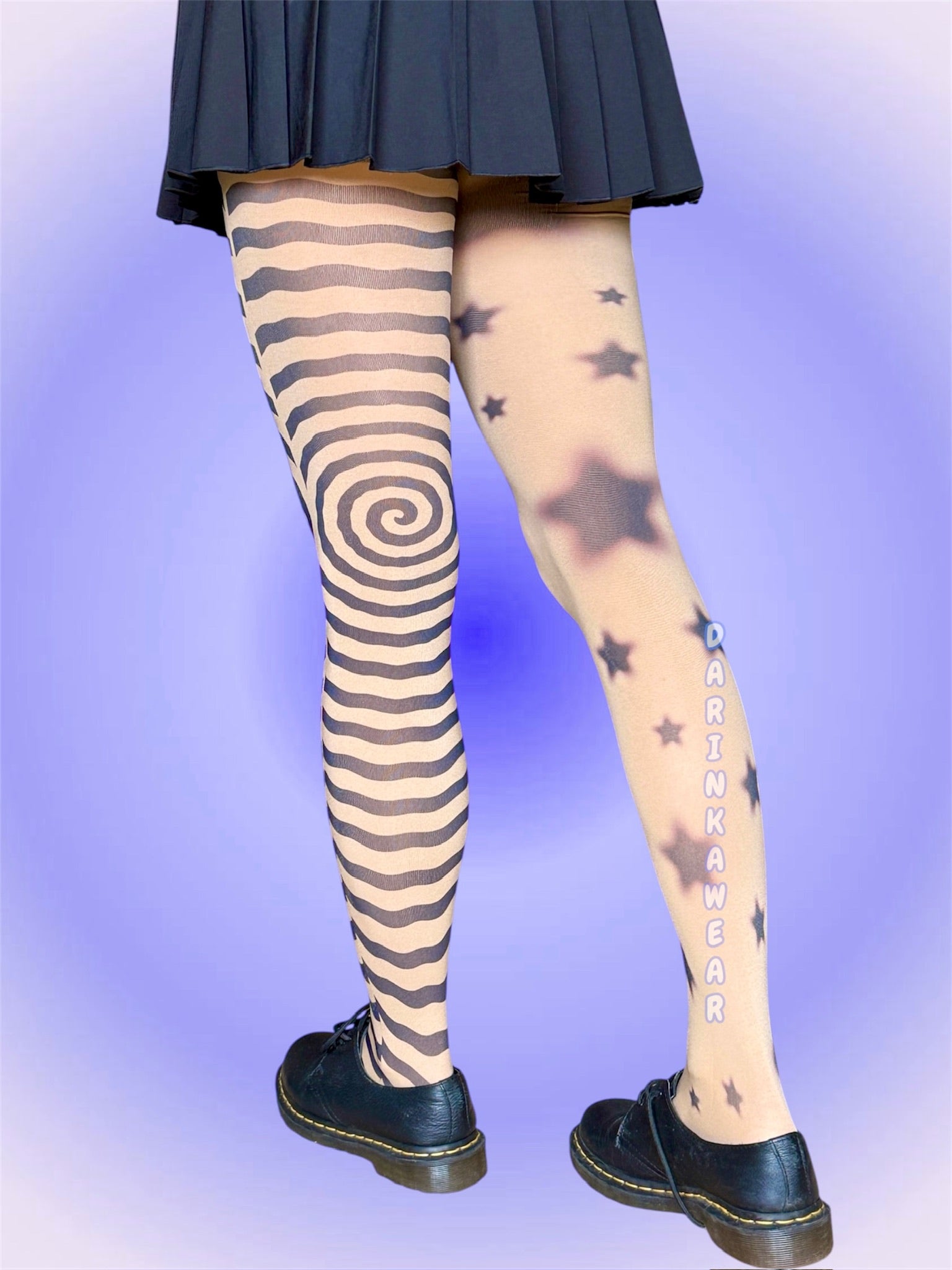 Asymmetrical Star Tights, Spiral Tights Aesthetic, Y2K Alt Tights