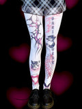 Goth Cat Tights, Creepy Cute Tattoo Leggings, Handmade Gift S-5XL