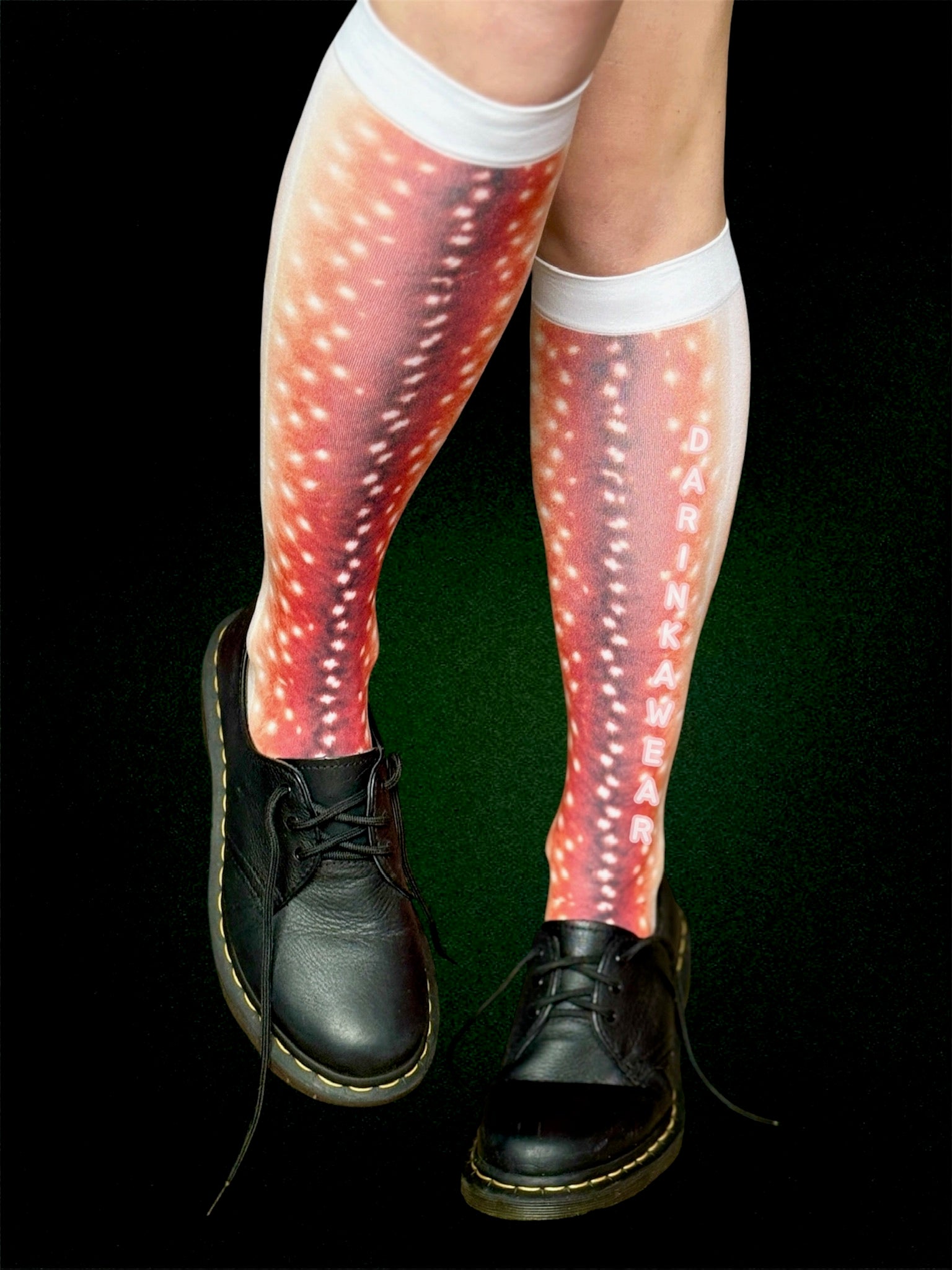 Deer Print Knee High Socks, Sheer 40 Den Tights Socks, Fawn Skin Pattern Socks, Y2K Aesthetic Hosiery
