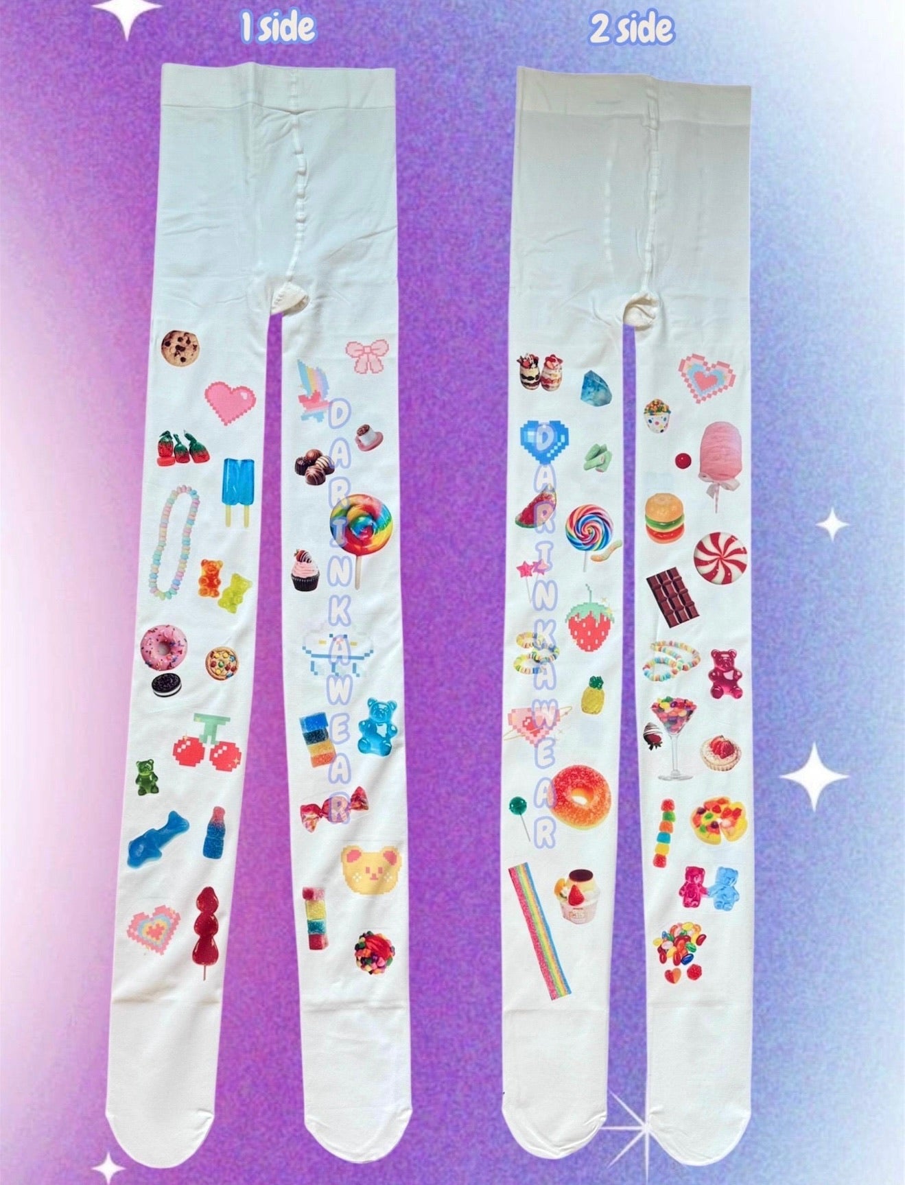 Harajuku Kawaii Y2K Tights • Candy Sweet Pastel Pantyhose • Cute Aesthetic Colorful Tights
