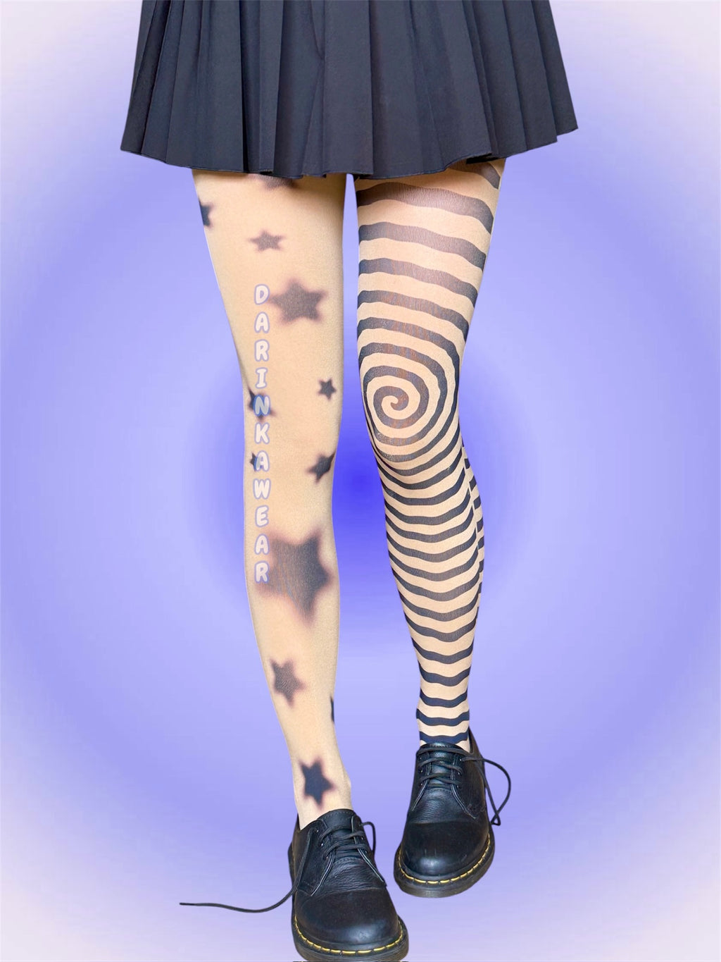 Asymmetrical Star Tights, Spiral Tights Aesthetic, Y2K Alt Tights