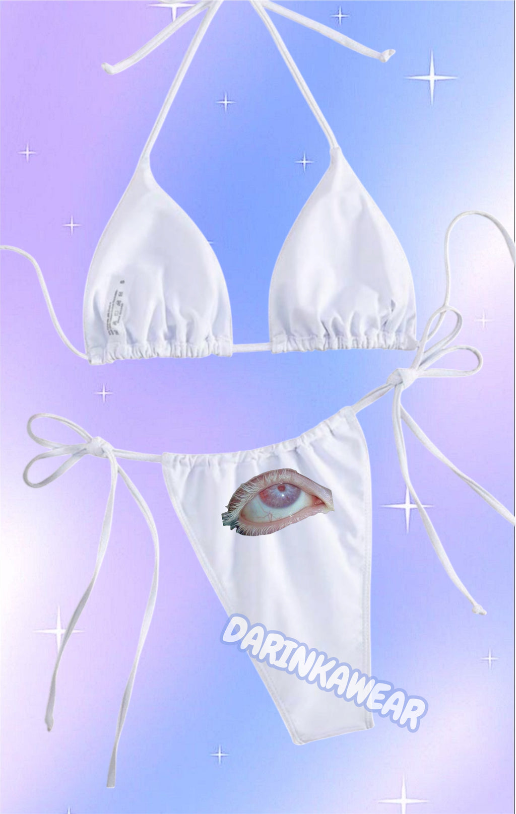 Surreal Eye Bikini Set, Star Print Swimsuit, Weirdcore Aesthetic Swimwear