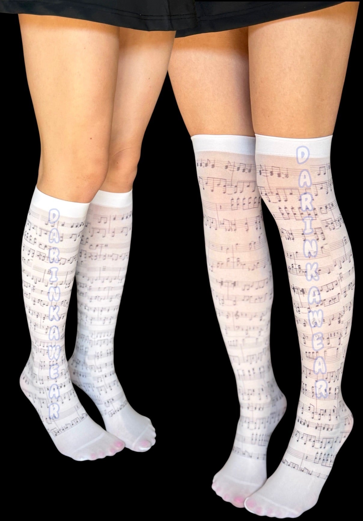 Music Notes Thigh High Socks – Aesthetic Y2K Alt Gothic Stockings