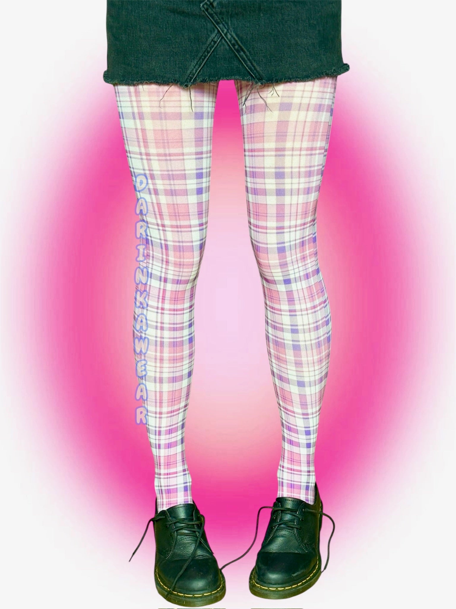 Pink Plaid Tights, Coquette Aesthetic Pantyhose