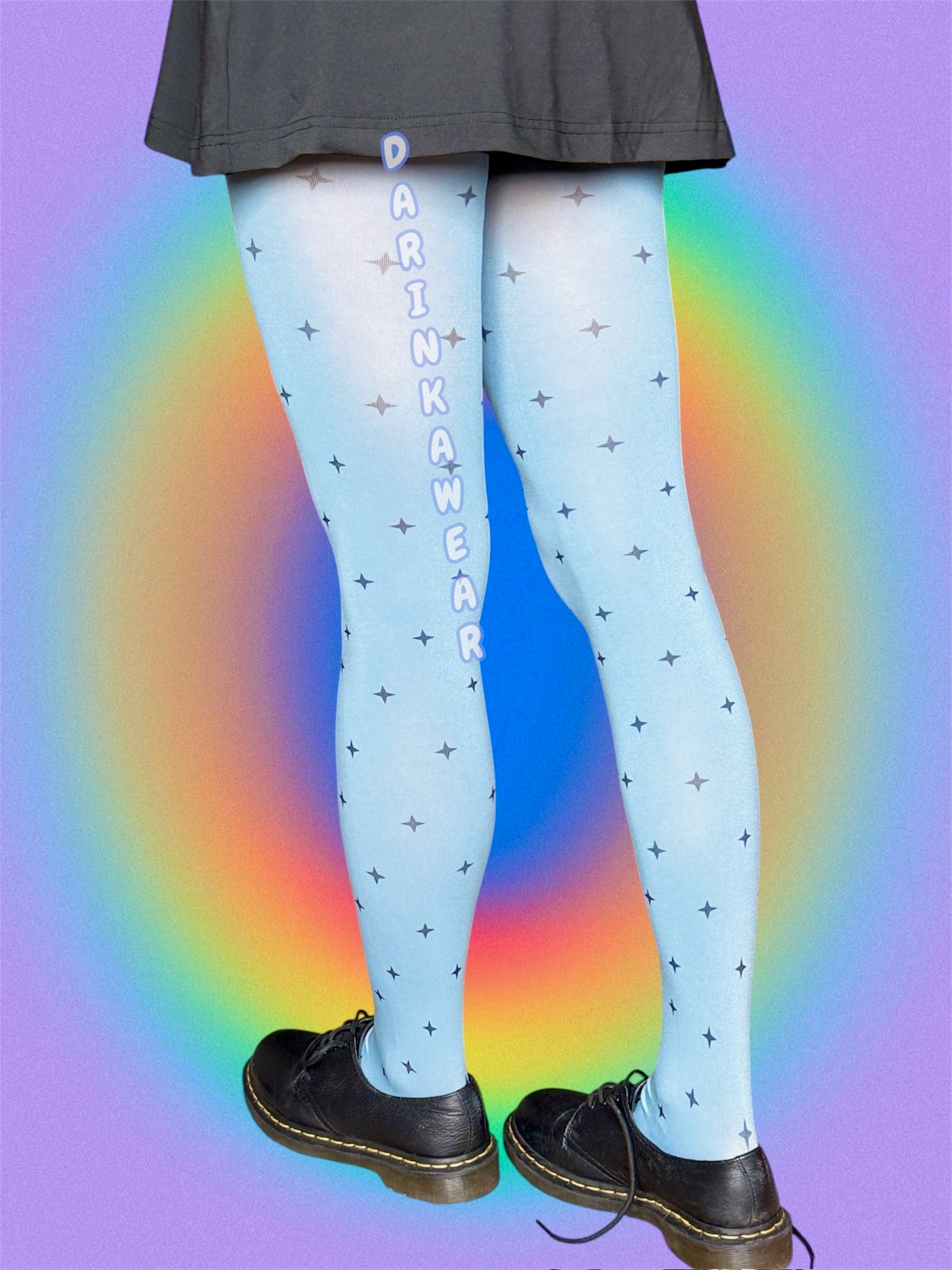 Blue Star Tights, Star Print Pantyhose, Y2K Aesthetic Tights, Cute Minimal Hosiery