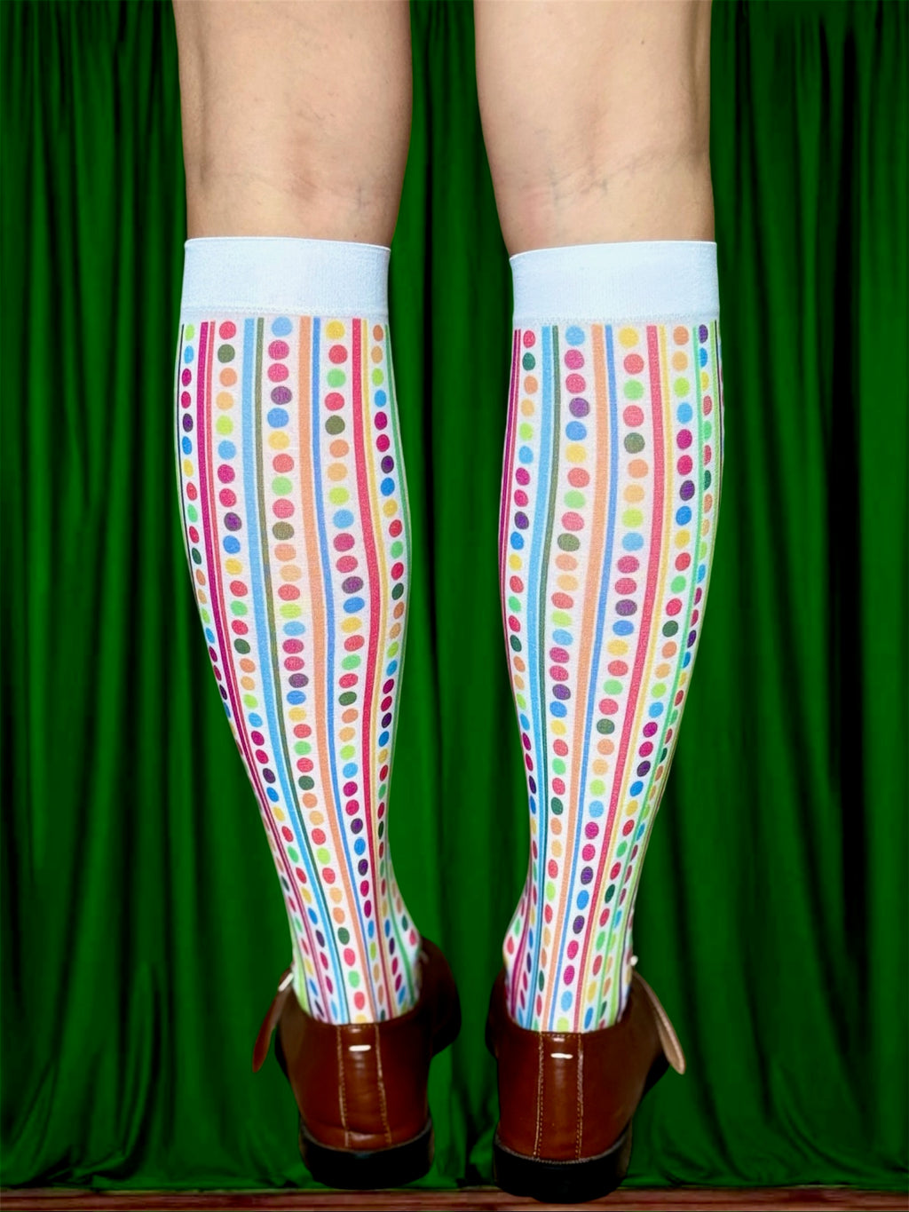 Clowncore Socks – Candy Dot Striped Knee-Highs for Alt Y2K Weirdcore Looks