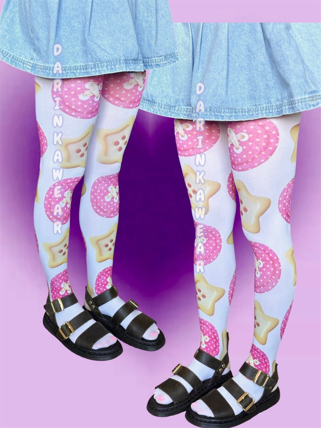 Button Tights, Kawaii Coquette Tights, Pink Button Pantyhose, Cute Aesthetic Tights