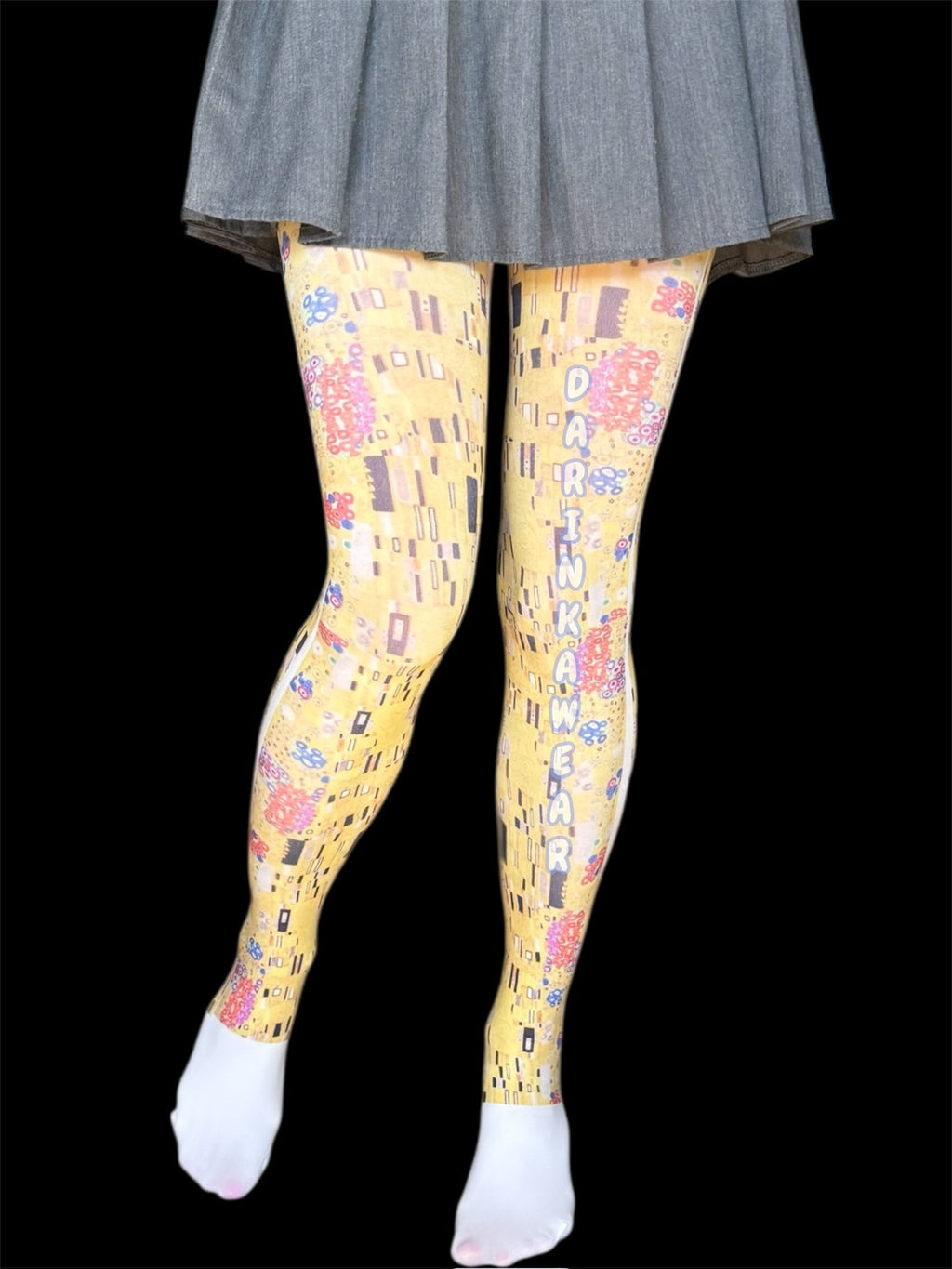 Klimt Tights Women – Gustav Klimt Art Print Pantyhose | The Kiss Inspired Stockings | Y2K Aesthetic Patterned Tights | Unique Gift
