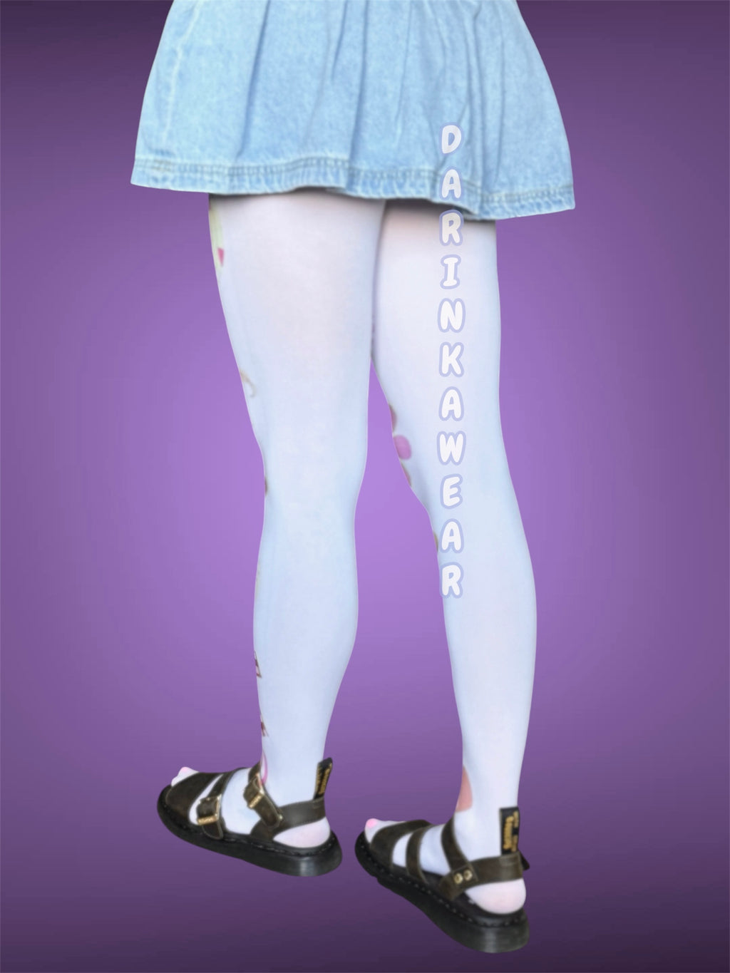 Kawaii Coquette Tights, Pastel Fairycore Pantyhose, Strawberry Heart Tights